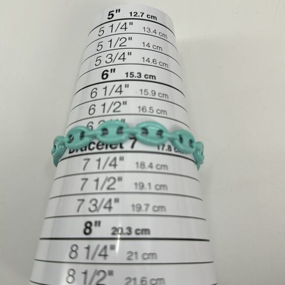 Light blue chain link cuff bracelet - Picture 4 of 4